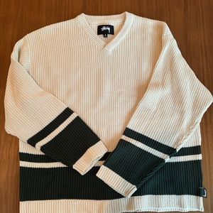 Brand-new Stüssy cotton, v-neck athletic sweater.
